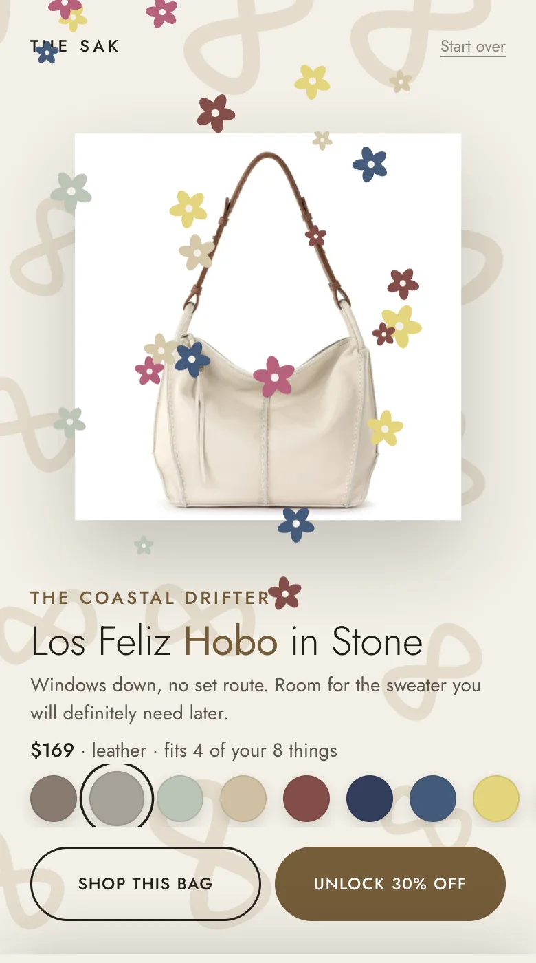 The Sak Find Your Los Feliz quiz, result screen